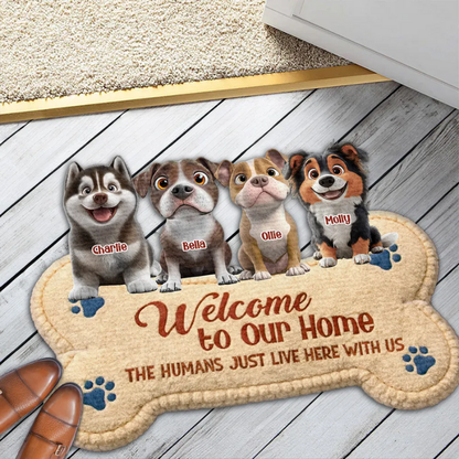 The Humans Live With Lovely Dogs - Personalized Custom Doormat