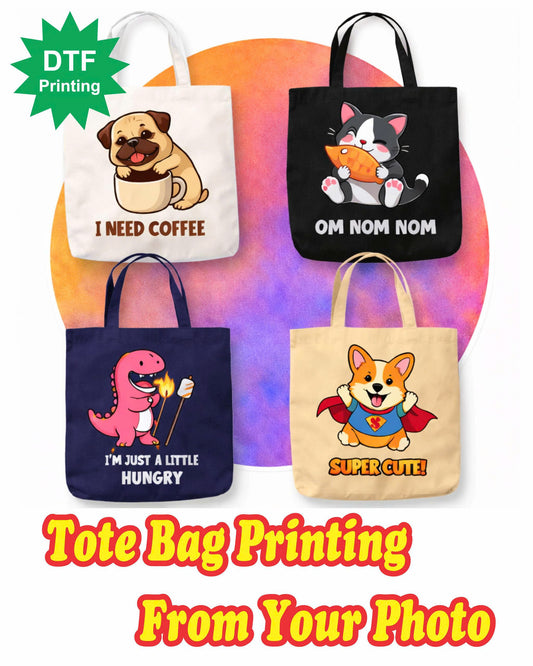 Custom Tote Bag DTF , Personalized with Photo Design